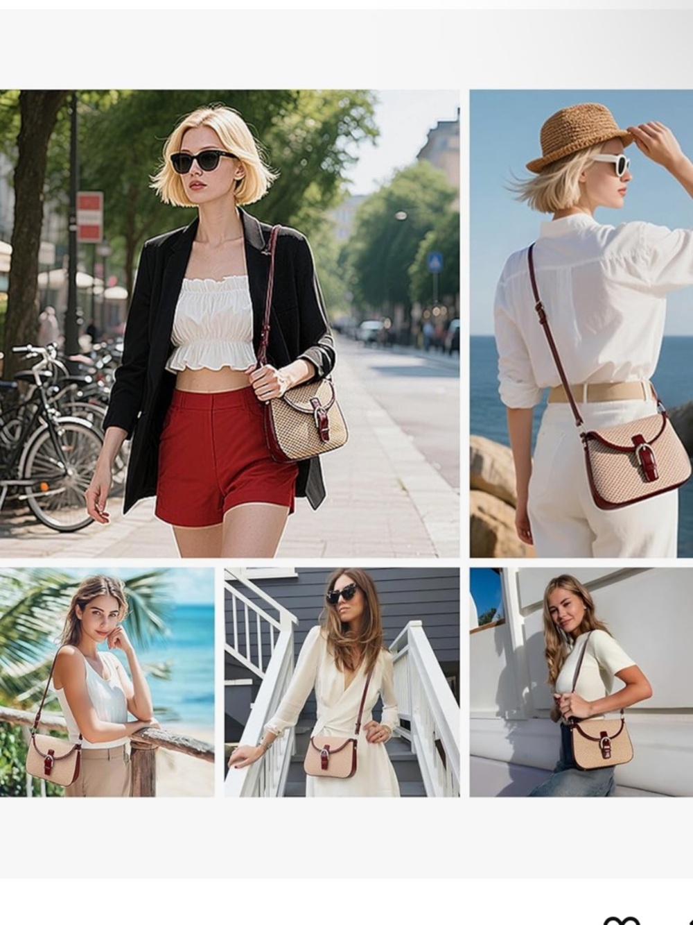 Woven Straw tote crossbody shoulder bag - Picture 6 of 9